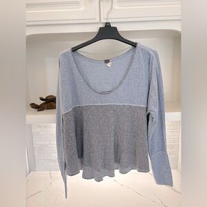 Free People Long Sleeve Blue Grey Shirt Size Medium